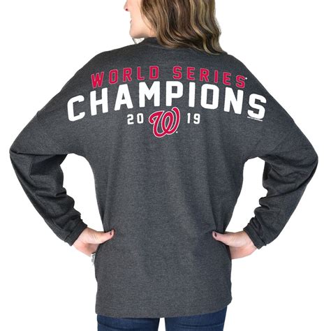 MLB Shop 2019 Women's Washington Nationals Gray 2019 World Series Champions T-Shirt logo