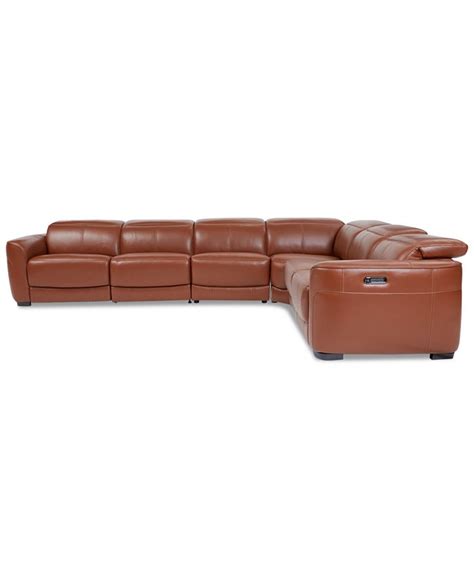 Macy's Brandie 6pc Power Motion Leather Sectional logo