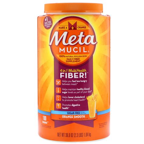 Metamucil 4-in-1 MultiHealth Fiber Sugar-Free Orange Smooth