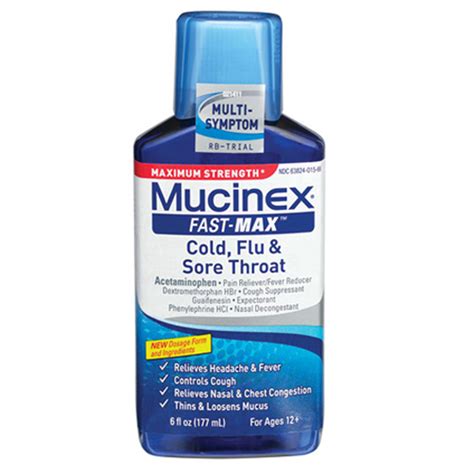 Mucinex Maximum Strength Fast-Max Cold, Flu & Sore Throat Liquid logo