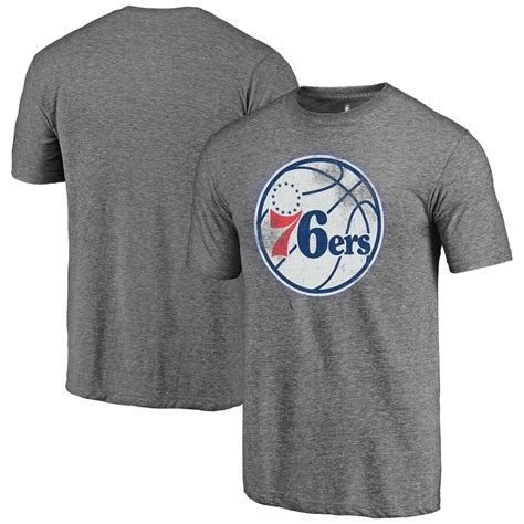 NBA Store Men's Philadelphia 76ers Heathered Gray Tri-Blend T-Shirt logo