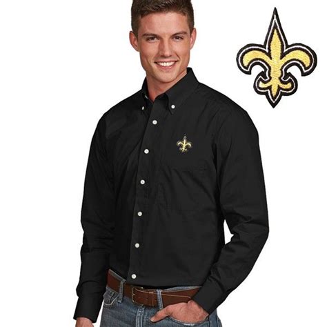 NFL Shop Men's New Orleans Saints Antigua Black Dynasty Woven Long Sleeve Shirt logo