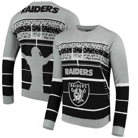 NFL Shop Men's Oakland Raiders Gray Stadium Light Up Sweater commercials