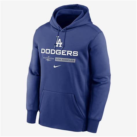 Nike Men's Pullover Hoodie Therma 2021 MLB Los Angeles Dodgers Postseason Dugout logo