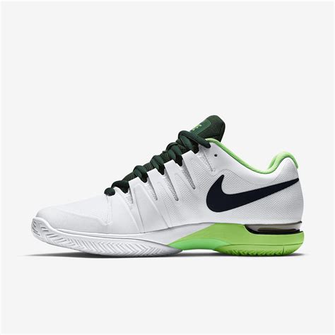 Nike Men's Zoom Vapor 9.5 Tour Tennis Shoes White and Voltage Green logo