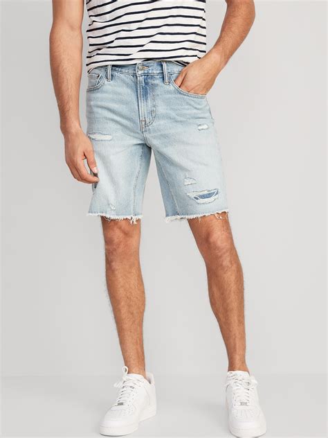 Old Navy Mens Slim Ripped Cut-Off Jean Shorts
