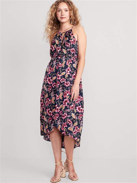Old Navy Womens Matching Waist-Defined Floral Halter Satin Maxi Dress commercials