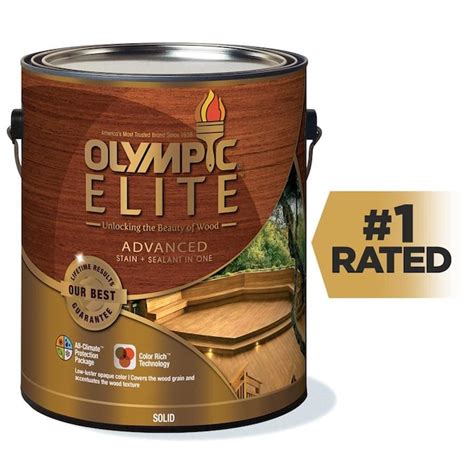 Olympic Paints and Stains Elite Soft Timbre Solid Advanced Exterior Wood Stain and Sealant in One commercials