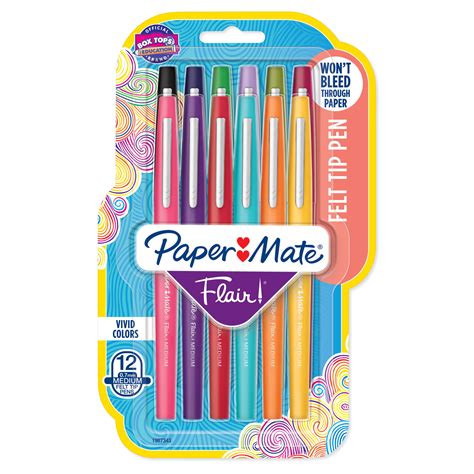 Paper Mate Flair Tip-Guard Medium Tip Felt Porous Colored Pens