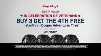 PepBoys In Celebration of Veterans TV Spot, 'Cooper Adventurer Tires: Buy 3 Get the 4th Free' created for PepBoys
