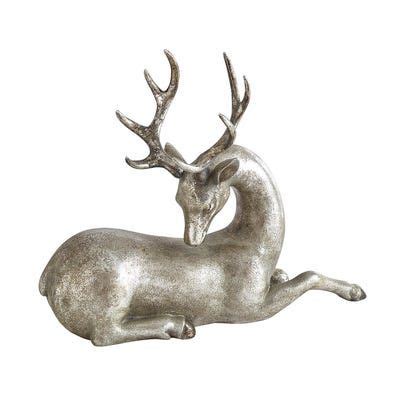 Pier 1 Imports Silver Patina Reclining Deer logo