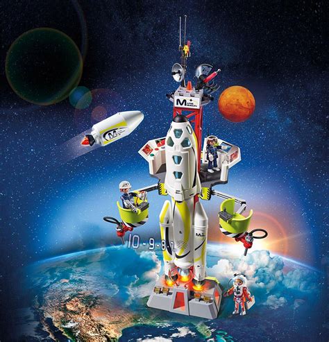 Playmobil Mission Rocket with Launch Site logo