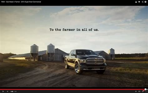 Ram Trucks 2013 Super Bowl TV commercial - God Made a Farmer Feat. Paul Harvey