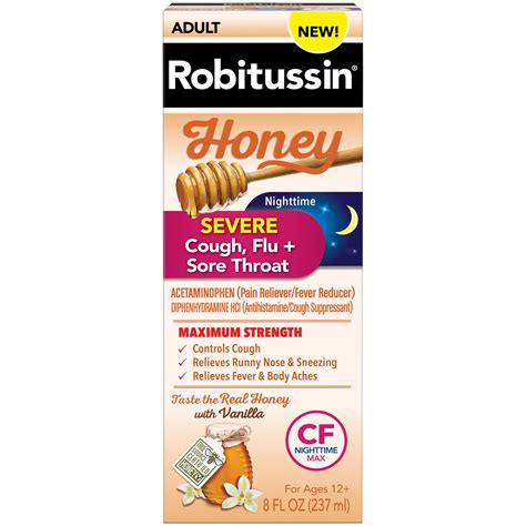 Robitussin Honey Severe Cough, Flu + Sore Throat CF logo