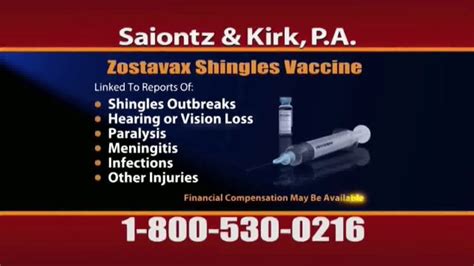 Saiontz & Kirk, P.A. TV commercial - Zostavax Shingles Vaccine