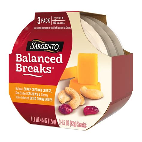 Sargento Balanced Breaks Natural Sharp Cheddar, Cashews, Cherry, Dried Cranberries commercials
