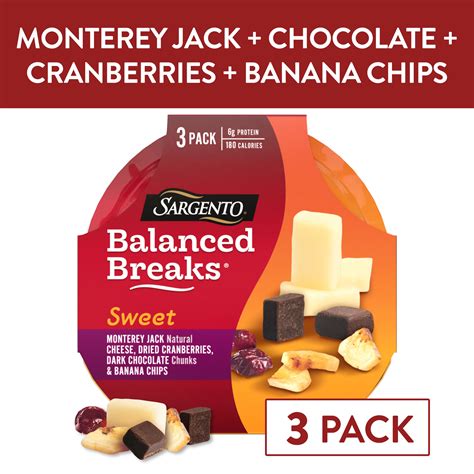 Sargento Sweet Balanced Breaks Monterey Jack, Cranberry, Chocolate & Banana Chips commercials