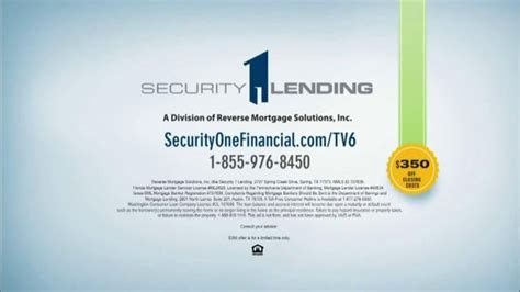 Security 1 Lending Home Equity Conversion Mortgage TV Spot, 'A Safe Way' created for Security 1 Lending