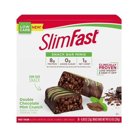 SlimFast Double Chocolate Mint Crunch Mini Snack Bars logo
