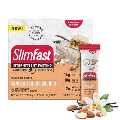 SlimFast Intermittent Fasting Vanilla Almond Crunch Complete Meal Bars logo
