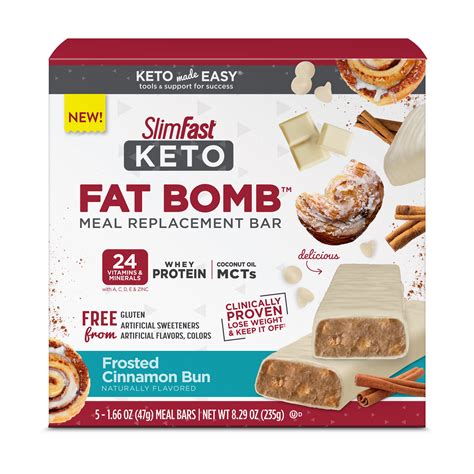 SlimFast Keto Fat Bomb Frosted Cinnamon Bun Meal Bar
