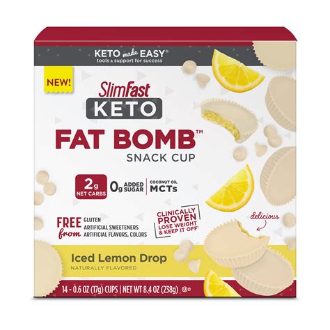SlimFast Keto Fat Bomb Iced Lemon Drop Snack Cup