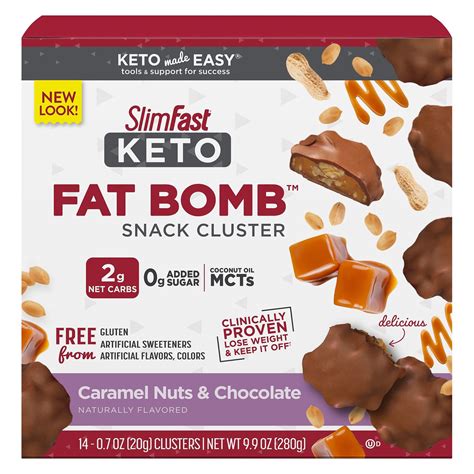 SlimFast Keto Fat Bomb Nutty Caramel & Nougat Meal Bar