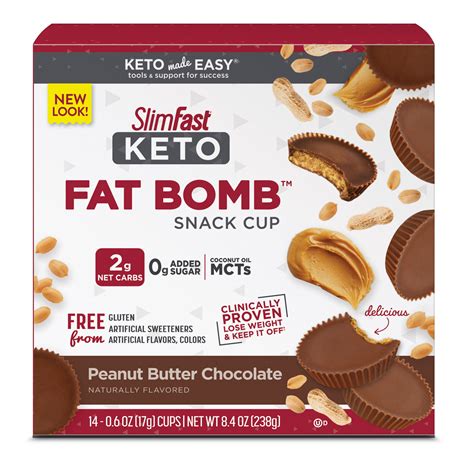SlimFast Keto Fat Bomb Peanut Butter Chocolate Snack Cup