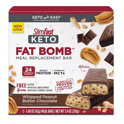 SlimFast Keto Fat Bomb Whipped Peanut Butter Meal Bars