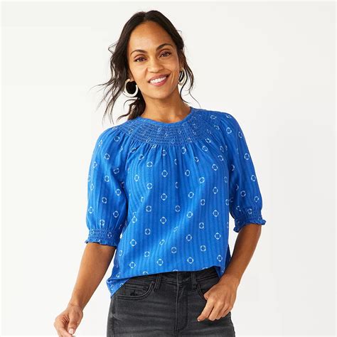 Sonoma Goods for Life Elbow Smocked Neck Top