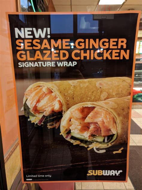 Subway Sesame-Ginger Glazed Chicken Signature Wrap