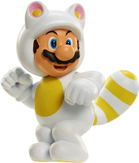 Super Mario (Jakks Pacific) Nintendo Super Mario 2.5 inch Action Figure: White Tanooki Mario