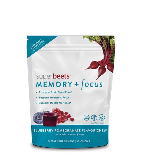 SuperBeets Memory + Focus Chews Blueberry Pomegranate