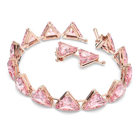 Swarovski Ortyx Bracelet Triangle Cut, Pink, Rose Gold-Tone Plated