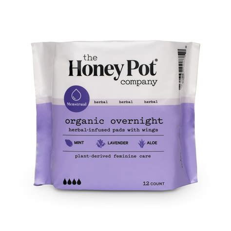 The Honey Pot Overnight Herbal Pads With Wings