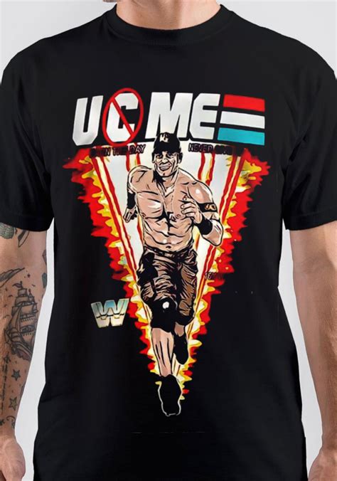 WWE Shop Black John Cena Red, White & Blue T-Shirt logo
