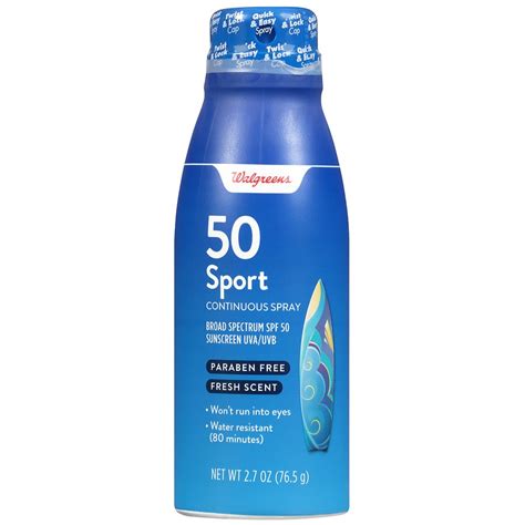 Walgreens Sunscreen Sport Face Lotion SPF50 logo