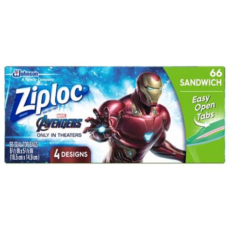 Ziploc Marvel Avengers Sandwich Easy Open Tabs